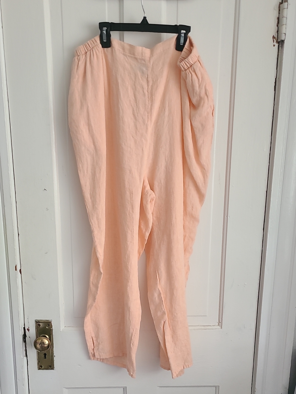 Flax Light Peach High Waisted Linen Pants, Sz 1G